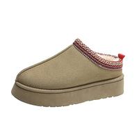 AlHECE Pantofole Donna Stivali da Neve per Le Donne Inverno Cashmere Caldo Spessore Suole Senza Tacco-Coperto Capelli Half Slipper Scarpe di Cotone per Le Donne-Khaki-36