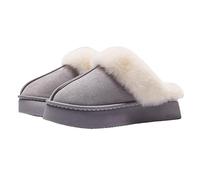 AlHECE Pantofole Donna Uomo Inverno Indoor Colore Solido Pelle Scamosciata Pantofole delle Donne Home Platform Caldo Uggs Slip-On Scarpe delle Donne-Grigio-37-38