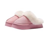AlHECE Pantofole Donna Uomo Inverno Indoor Colore Solido Pelle Scamosciata Pantofole delle Donne Home Platform Caldo Uggs Slip-On Scarpe delle Donne-Rosa-35-36