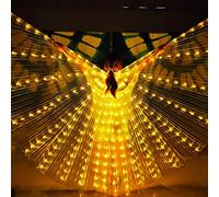 Ali a Farfalla a Led, Costume da Ballo delle Fata Ali Illuminate da 57 Pollici con Bastoncini Telescopici per Adulti Festa di Halloween di Natale (Giallo)