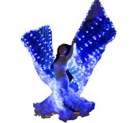 Ali a LED a 360 gradi per danza del ventre con aste telescopiche, , ali a farfalla per adulti, ali da danza del ventre per bambini, per spettacoli sul palcoscenico, carnevale, feste (adulti blu)