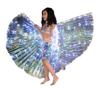 Ali a LED a 360 gradi per danza del ventre con aste telescopiche, chiusura in , ali a farfalla per adulti, ali da danza del ventre per bambini, per spettacoli sul palcoscenico, carnevale, feste