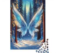Ali Angelo Foresta Nevosa Cartone Riciclato Ali Blu Foresta Puzzle Adulti, Gioco Educativo Decompressivo, Decorazione Parete e Regali, Regalo Compleanno Perfetto per Adulti 70x50cm/1000 pezzi