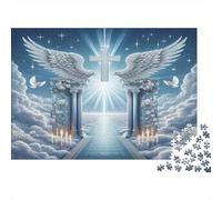 Ali d angelo Luce sacra Puzzle 1000 Pezzi Gioco di Puzzle in carta per Adulti Scena nuvolosa mistica Decorazione casa Regalo famiglia 38x26cm/1000pcs