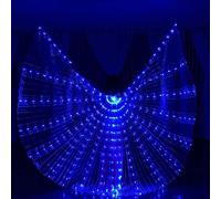 Ali da danza a LED con asta telescopica 360, design con chiusura , funzionamento a batteria, con ali di farfalla illuminate, con prolunga (bambini, luce blu)