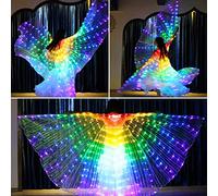 Ali da danza del ventre a LED a 360 gradi, per ali di farfalla da 140 - 180 cm, 2 modalità, controllo della luce, ali delle fate per spettacoli sul palcoscenico, Halloween, Natale, festa di