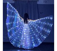 Ali da danza del ventre, a LED, per adulti, con chiusura in , con 2 aste telescopiche, 20-100 cm, ali delle fate per adulti, 2 modalità, controllo della luce per Carnevale, palcoscenico, Natale, festa