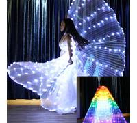 Ali da farfalla a LED luminose, ali da danza del ventre, ali da farfalla a LED colorate e luminose, ali da angelo luminose con asta telescopica, abbigliamento da performance per adulti per carnevale, 