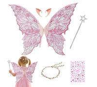 Ali da Fata a Forma di Farfalla, ala per Adulti e Bambini, Farfalle con Orecchie da Elfo, Per Feste di Compleanno e Carnevale