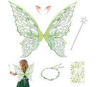 Ali da Fata a Forma di Farfalla, Ali da Fata per Adulti e Bambini, Ali da Fata, Ali di Farfalla con Orecchie da Elfo, Ali di Farfalla per Feste di Compleanno Carnevale (A)