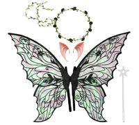 Ali da Fata a Forma di Farfalla,Ali Fata per Adulti e Bambini,Ali di Farfalla,Fairy Wings,con Orecchie da Elfo,Cerchietto da Fata e Bacchette di Fata a Stella,per Feste a Tema Carnevale Halloween