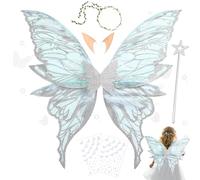 Ali da Fata Adatto per Adulti e Bambini,Costume fata Bambina Combinado con Orejas de Elfo-Guirnalda-Varita Mágica,Ali Farfalla Bambina,Barbie ali di Farfalla Ideale per Cosplay,Feste e Travestimenti