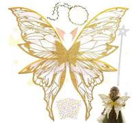Ali da Fata Adatto per Adulti e Bambini,Costume fata Bambina Combinado con Orejas de Elfo-Guirnalda-Varita Mágica,Ali Farfalla Bambina,Barbie ali di Farfalla Ideale per Cosplay,Feste e Travestimenti
