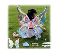 Ali da fata elettriche, con luci a LED e musica, per ragazze, ala di farfalla elettrica, per bambini, costume da farfalla per feste di Natale, cosplay, vestito da principessa