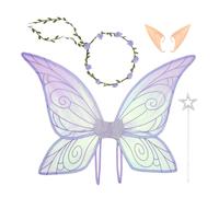 Ali da fata per giovani ragazze - Set di ali da fata per Halloween - Accessori per travestimento di Halloween Cosplay, strumento di gioco di ruolo principessa per compleanno, festa a tema Natale