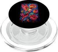 Ali da giardino con fiori cremisi colibrì PopSockets PopGrip per MagSafe