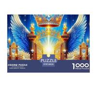 Ali d'angelo 1000 pezzi per adulti e adolescenti: corona con cancelli dorati e dettagli alati, gioco educativo per la decorazione murale, 38x26 cm/1000 pezzi