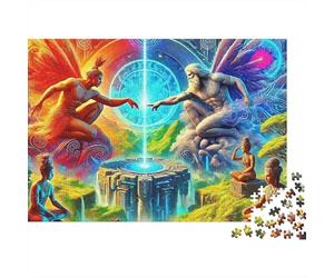 Ali d'Angelo 1000 Pezzi Puzzle per Donne e Uomini Due Figure Si Protendono su Pozzo Raggiante Puzzle Impossibile Difficile | Attività per Casa 38x26cm/1000pz