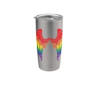 Ali D'angelo Arcobaleno Sulla Schiena Ali D'angelo Gay Lgbtq Bicchiere termico in acciaio inox doppia parete