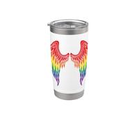 Ali D'angelo Arcobaleno Sulla Schiena Ali D'angelo Gay Lgbtq Bicchiere termico in acciaio inox doppia parete