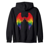 Ali d'Angelo Arcobaleno sulla Schiena Ali d'Angelo Gay LGBTQ Felpa con Cappuccio