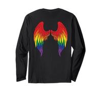 Ali d'Angelo Arcobaleno sulla Schiena Ali d'Angelo Gay LGBTQ Maglia a Manica