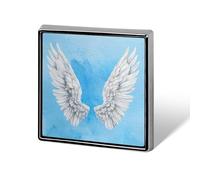 Ali d'angelo bianche ad acquerello su blu pallido spille unisex spille e spille quadrate leggere bavero distintivo gioielli per abbigliamento scialle cappello