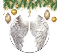 Ali d'angelo bianche da appendere all'albero di Natale, 2 pezzi, 7,2 cm, rotonde su entrambi i lati