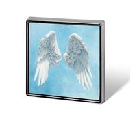 Ali d'angelo bianche su blu pallido spille unisex quadrate leggere bavero distintivo gioielli per abbigliamento scialle cappello