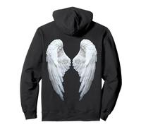 Ali d'Angelo Bianche sul Retro Felpa con Cappuccio