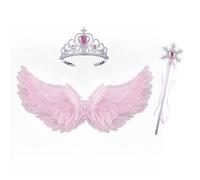 Ali d'angelo con piume per adulti, grandi ali da angelo con piume, accessorio per cosplay per donne e ragazze (rosa, 3 pezzi, 3 pezzi)