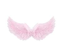 Ali d'angelo con piume per adulti, grandi ali da fata, con piume, accessorio per cosplay per donne e ragazze (rosa, 65 x 35 cm)