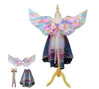 Ali d'angelo con piume per ragazze, ali da fata, feste di Halloween, cosplay, piume con sciarpa, mantello, fiocco, accessori per costume da angelo per adulti, uomini e donne