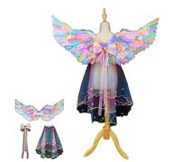 Ali d'angelo con piume per ragazze, ali da fata, feste di Halloween, cosplay, piume con sciarpa, mantello, fiocco, accessori per costume da angelo per adulti, uomini e donne