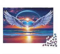 Ali dAngelo Cuore Puzzle 1000 Pezzi Cartone per Adulti Tramonto sul Mare Gioco di Puzzle 1000 Pezzi Relax Famiglia Decorazione 70x50cm/1000pcs
