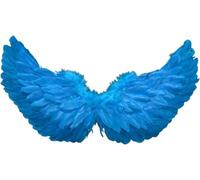Ali d'angelo da fata, ali d'angelo cadute, per Halloween, costume con piume d'angelo, con cinghie elastiche, colore brillante, leggero, per cosplay, ali per fotografie, oggetti di scena (celeste)