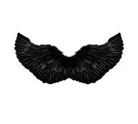 Ali d'angelo di Halloween, con piume, con cinghie elastiche, per cosplay, feste in costume, Halloween, donne (nero, taglia unica)