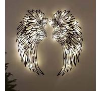 Ali d'angelo in metallo da parete con luci a LED, ornamento moderno per la casa per veranda, camera da letto, soggiorno, giardino, bar, studio, scultura decorativa da 45 cm