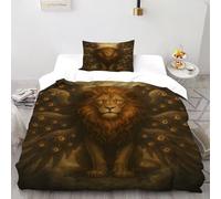 Ali del leone Set Di Biancheria Da Letto Per 2 Pezzi Con Stampa 3D Animal Theme Wildlife Copripiumino Con 1 Federe in Microfibra Morbida E Leggera Single（135x200cm）