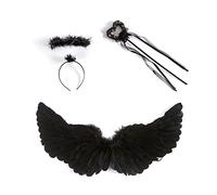 Ali di Angelo Costume Con Ali di Piuma Bianche per Ragazze - per Natale, Halloween e Carnevale - Ideale per Feste in Costume