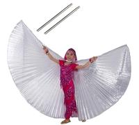 Ali di danza del ventre in poliestere con bastoncini | Ali di danza del ventre multicolori di varie dimensioni for il palcoscenico di carnevale: ali con bastoncini(Color2,M)