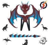 Ali di Drago Costume per Bambini,Set di Ali di Drago di Halloween,Maschera Drago per Halloween,Costume da Drago Dinosauro Cosplay Set,Carnevale Halloween Costume da Cosplay con Maschera Ali e Coda