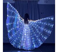 Ali di farfalla a LED per la danza del ventre, con bastoncini telescopici, per carnevale, palcoscenico, Halloween, festa di (adulto, luce bianca)