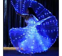 Ali di farfalla a LED per la danza del ventre, con bastoncini telescopici, per carnevale, palcoscenico, Halloween, festa di (adulto, luce blu)