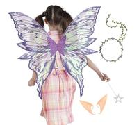 Ali di farfalla da donna | Vesti ala d'angelo farfalla con ghirlanda floreale orecchie bacchetta, forniture per costumi cosplay per spettacoli teatrali principessa giochi di ruolo bomboniere