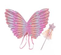Ali di Farfalla per Bambini,Farfalla Fata Ali 2 Pcs Ali da Fata Con Bacchetta Magica per Accessori Ragazze Costume Natale Cosplay Fornitura Feste Compleanno