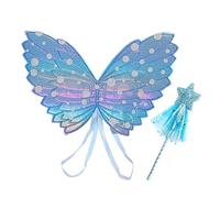 Ali di Farfalla per Bambini,Farfalla Fata Ali 2 Pcs Ali da Fata Con Bacchetta Magica per Accessori Ragazze Costume Natale Cosplay Fornitura Feste Compleanno