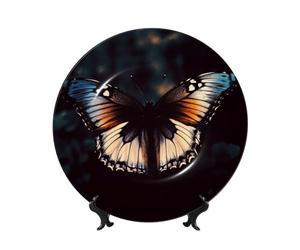 Ali di farfalla Piatti decorativi in ceramica Bone China Piatto decorativo con espositore Ornamento in ceramica fatto a mano Personalità Porcellana Piatto da pranzo Artigianato per Home Office