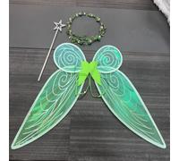 Ali di fata che si illuminano con ali di farfalla per adulti e bambini, costume da ala da fata a LED, per ragazze e donne, per Halloween, compleanno, Natale, parte verde