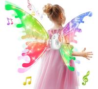 Ali di fata elettriche per bambini, ali di farfalla per bambini, con luce a LED e musica, Fairy Wings per le ali delle fate, per adulti, cosplay, carnevale e fate (batteria inclusa)